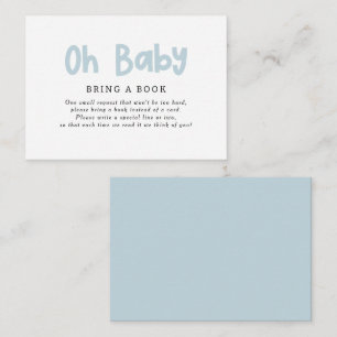 oh boy script cream baby shower bring a book card