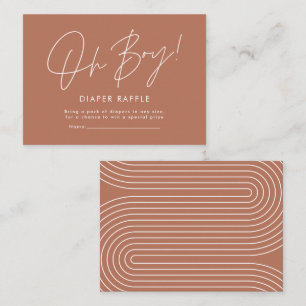 oh boy script terracotta baby shower diaper raffle card