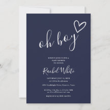 Oh Boy Shower Heart Navy Blue Minimalist