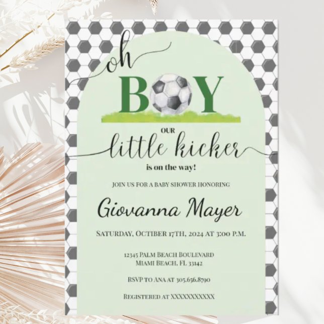 Oh Boy Soccer Boy Baby Shower Invitation (Creator Uploaded)
