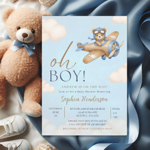 Oh Boy, Teddy Bear Baby shower boy Invitation