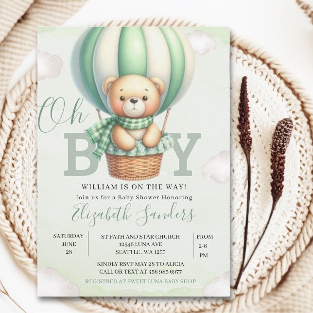 Oh Boy,  Teddy Bear Baby Shower Boy Invitation (Creator Uploaded)