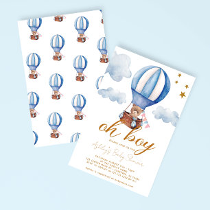 Oh Boy Teddy Bear Baby Shower Invitation