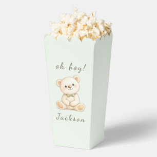 Oh Boy Teddy Bear Baby Shower Popcorn Favour Box