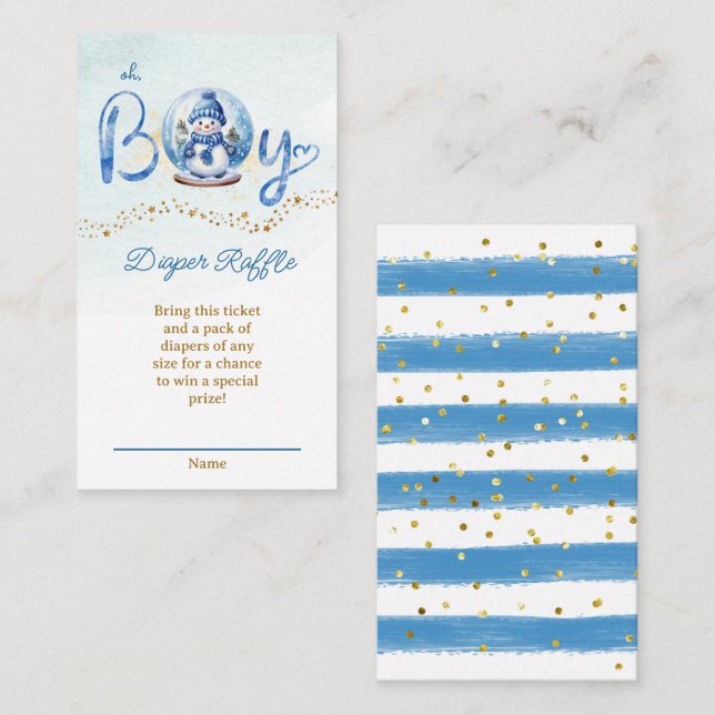 Oh Boy Theme Baby Shower Diaper Raffle Ticket Enclosure Card (Front/Back)