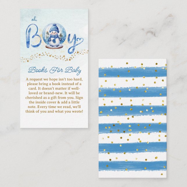 Oh Boy Theme Books For Baby Request Cards (Front/Back)