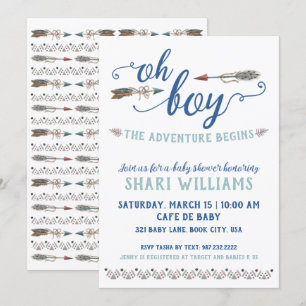 Oh Boy Tribal Baby Shower Invitation