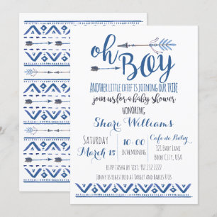 Oh Boy Tribal Baby Shower Invitation