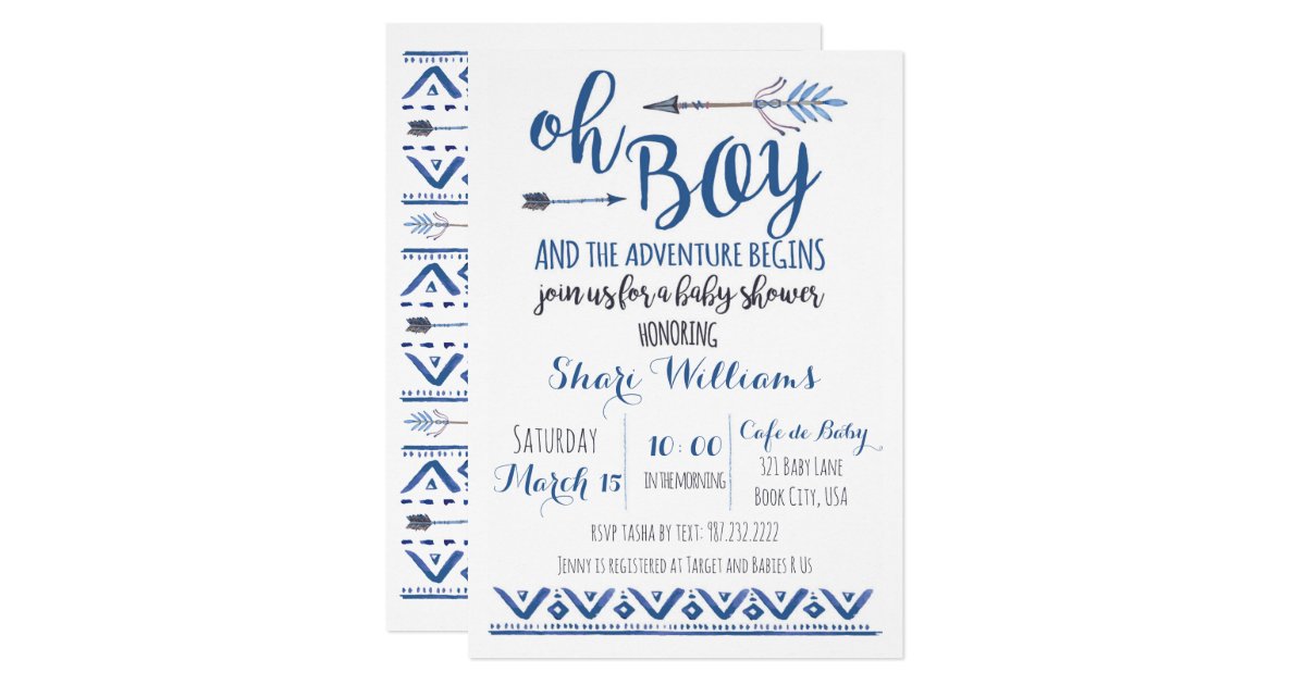 Oh Boy Tribal Baby Shower Invitation Custom Zazzle Co Uk