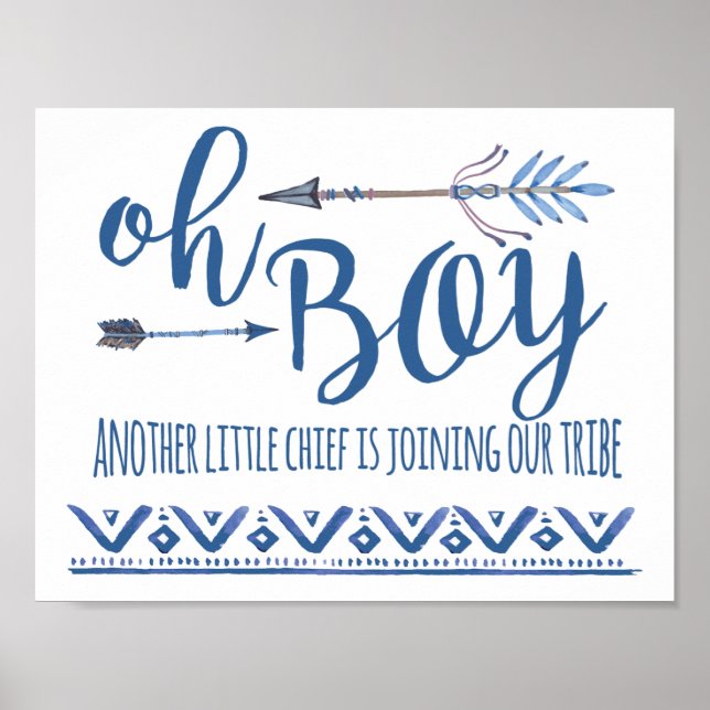 Oh Boy Tribal Baby Shower Sign (Front)