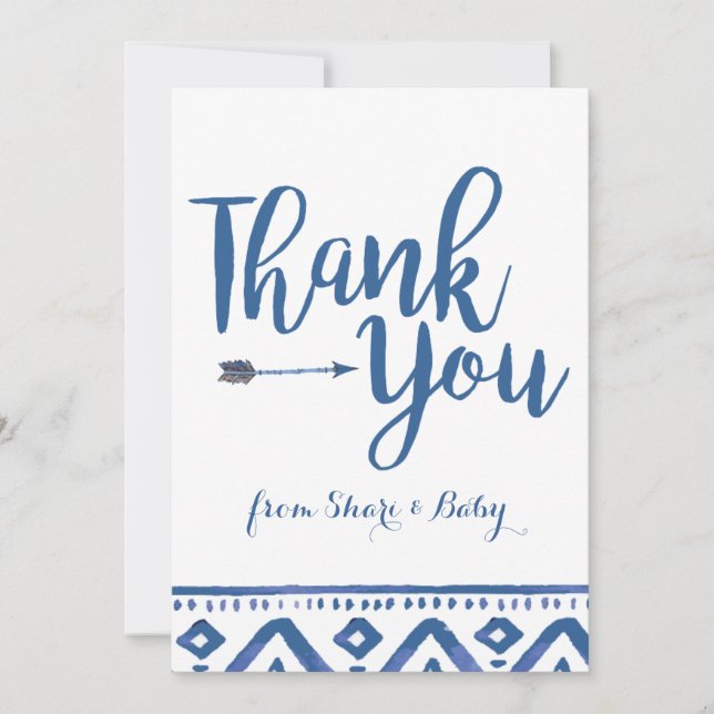Oh Boy Tribal Baby Shower Thank You (Front)