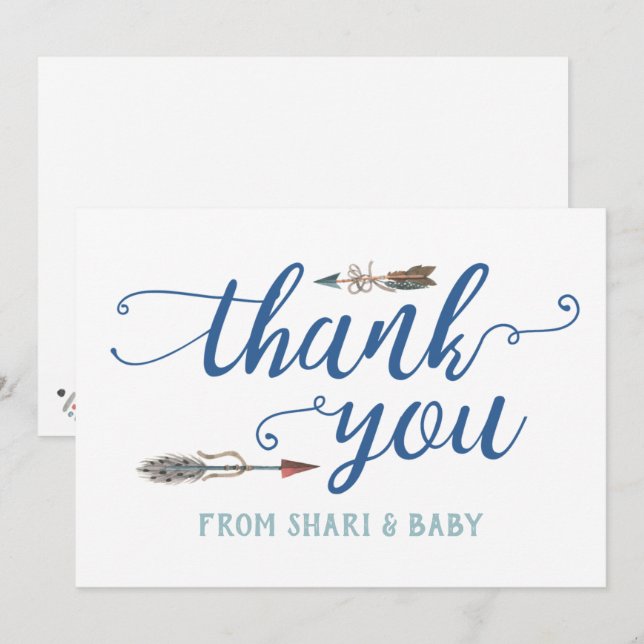 Oh Boy Tribal Baby Shower Thank You (Front/Back)