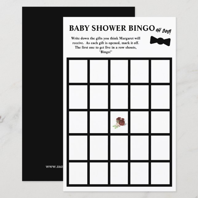 Oh Boy! Tuxedo Baby Shower Bingo (Front/Back)