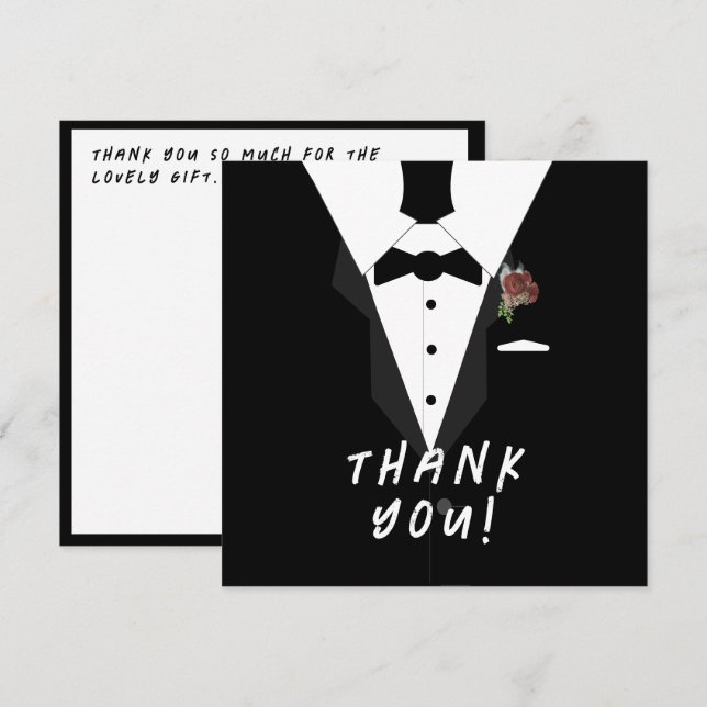 Oh Boy! Tuxedo Baby Shower Thank You Card (Front/Back)