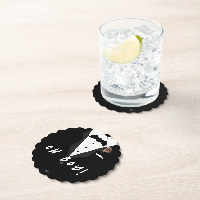 Oh Boy! Tuxedo  Paper Coaster (Insitu)