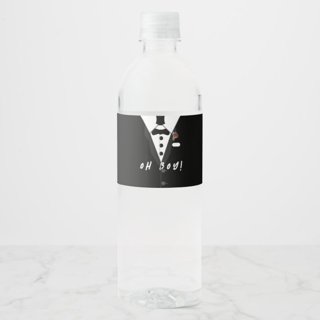 Oh Boy! Tuxedo  Water Bottle Label (Front)