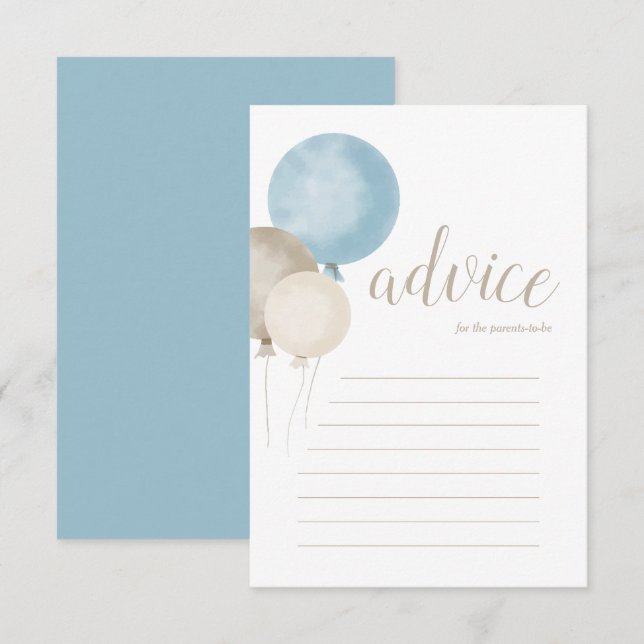 Oh Boy! Watercolor Balloon Advice Card (Front/Back)