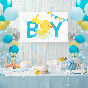 Oh Boy Watercolor Rubber Duck Baby Shower Banner
