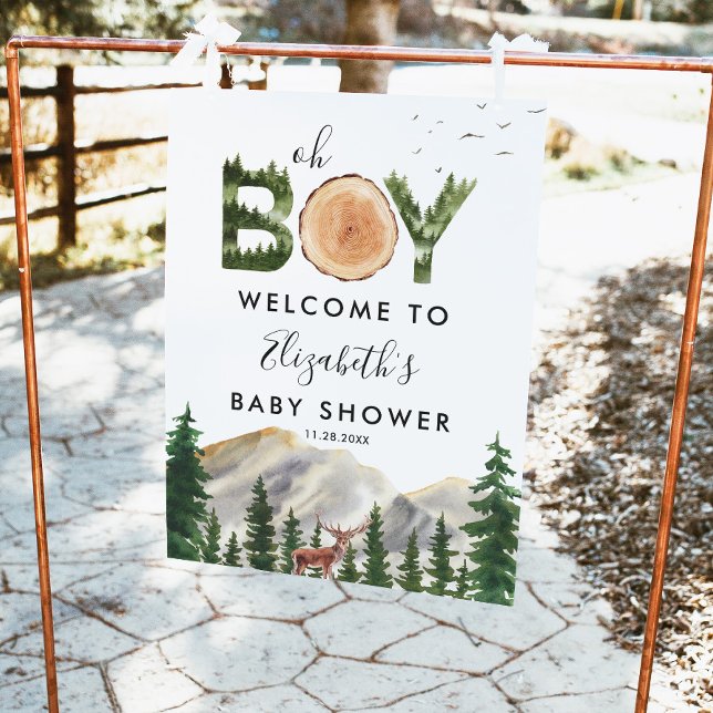 Oh Boy Watercolor Woodland Deer Welcome  Poster (Creator Uploaded)