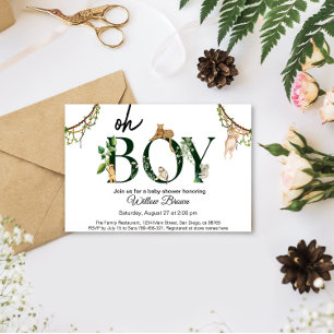 Oh Boy Wild Safari Animal Jungle Boy Baby Shower Invitation
