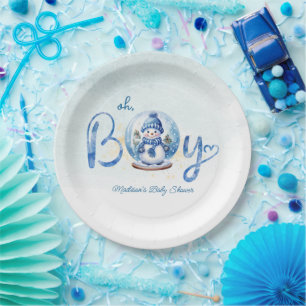 Oh Boy Winter Theme Baby Shower Paper Plate