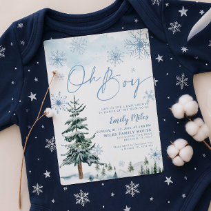 Oh Boy Winter Wonderland Baby Shower Invitation