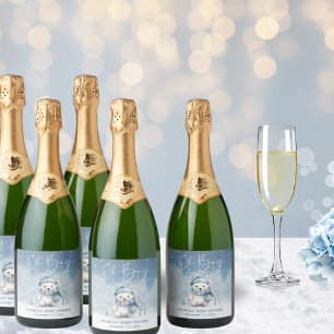 Oh Boy Winter Woodland Baby Shower Sparkling Wine Label