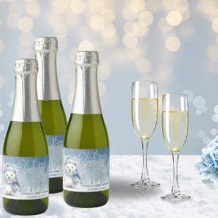 Oh Boy Winter Woodland Baby Shower Sparkling Wine Label