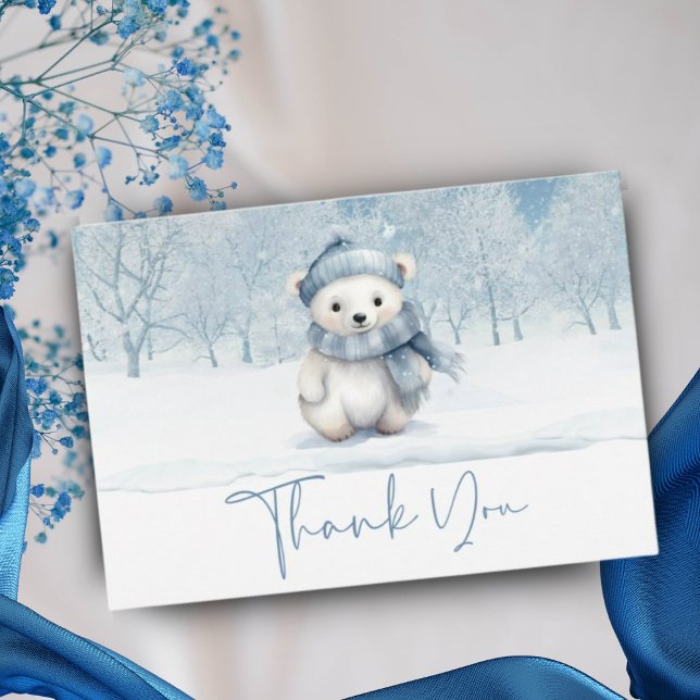 Oh Boy Winter | Woodland Baby Shower  Thank You Card (Creator Uploaded)