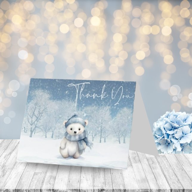 Oh Boy Winter | Woodland Baby Shower  Thank You Card (Creator Uploaded)