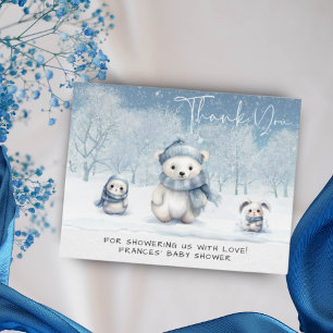 Oh Boy Winter   Woodland Baby Shower  Thank You Card
