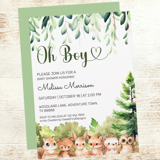 Oh Boy Woodland Baby Boy Shower Invitation (Oh Boy Woodland Baby Boy Shower Invitation)