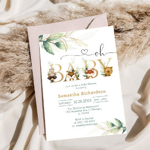 Oh Boy Woodland Baby Shower Invitation