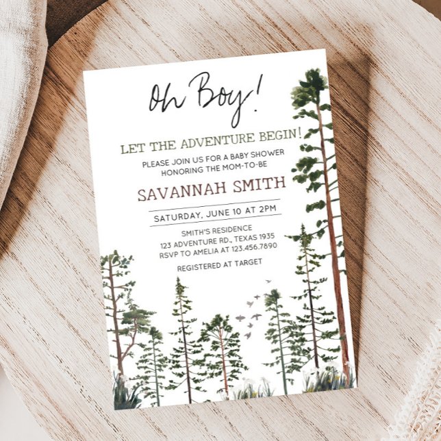 Oh Boy Woodland Baby Shower Invitation (Woodland Baby Shower Invitation)