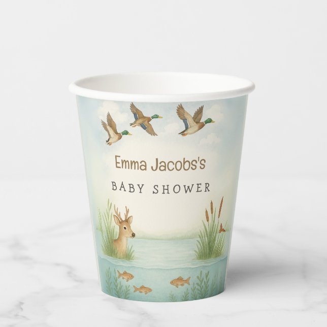 Oh Boy! Woodland Baby Shower Paper Cups (Front)