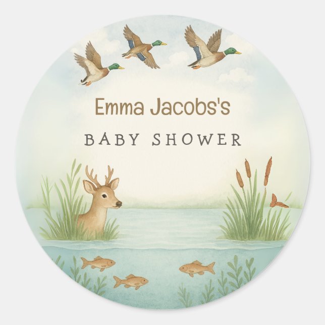 Oh Boy! Woodland Baby Shower Stickers (Front)
