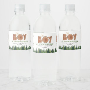 Oh Boy Woodland Baby Shower  Water Bottle Label