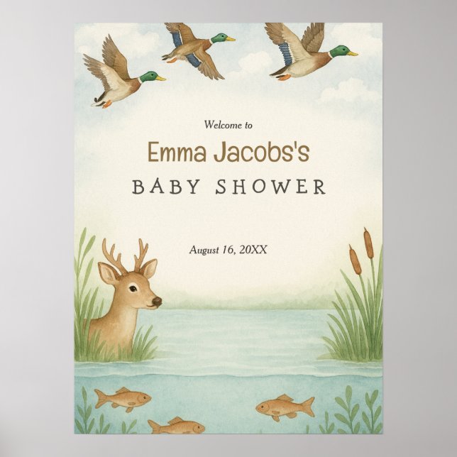 Oh Boy! Woodland Baby Shower Welcome Poster (Front)