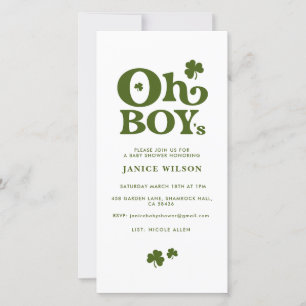 Oh Boy's St. Patrick's Day Baby Shower Invitation