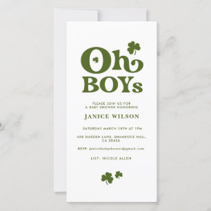 Oh Boys St. Patrick's Day Baby Shower Invitation