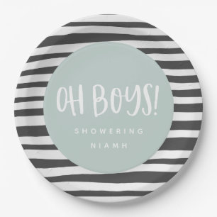 Oh boys, twin baby shower party napkins paper plate