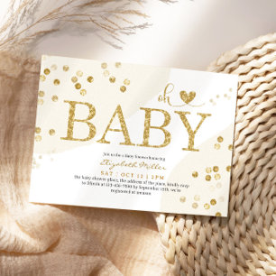 Oh Bright Gold Glitter Chic Baby Girl Shower Invitation