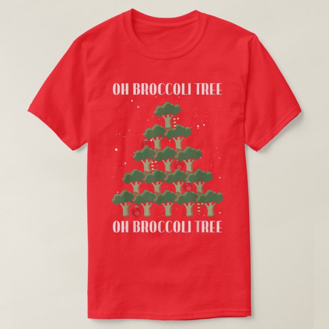 Oh Broccoli Tree Vegetarian Xmas Vegan Merry Chris T-Shirt (Design Front)