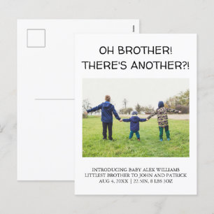 OH BROTHER! THERE'S ANOTHER?! Baby Photo Birth  Holiday Postcard