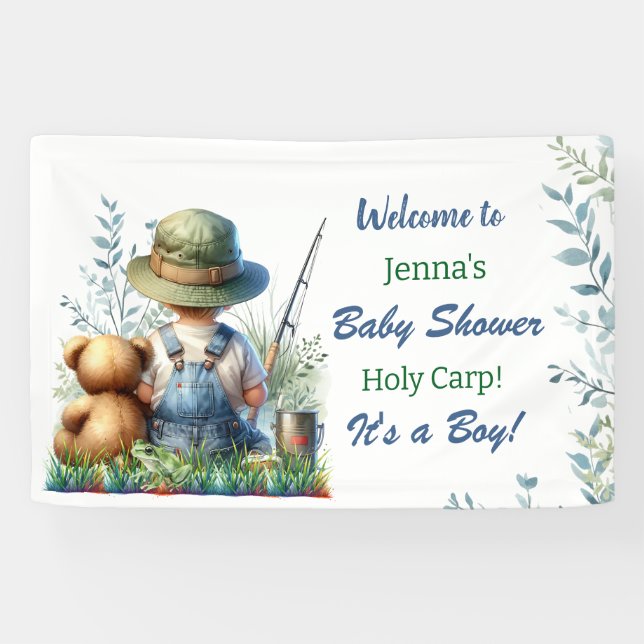 Oh Buoy, it's a Boy! Fishing Themed Baby Shower Banner (Horizontal)