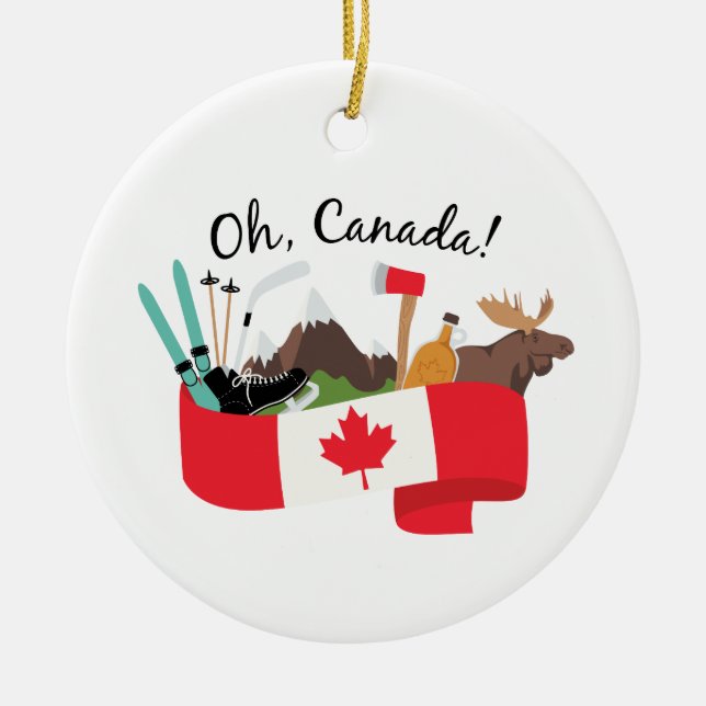 Oh Canada Ceramic Tree Decoration (Front)