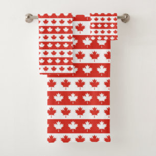 Oh Canada Elegant Red Maple Leaf Bath Towel Set