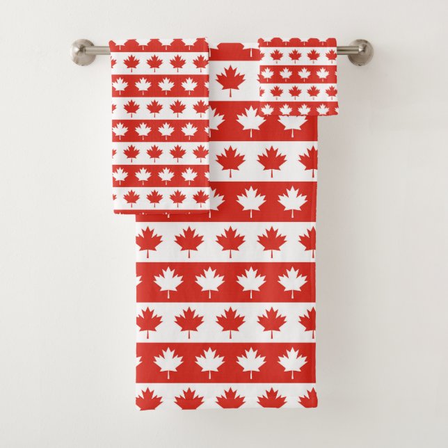 Oh Canada | Elegant Red Maple Leaf Bath Towel Set (Insitu)