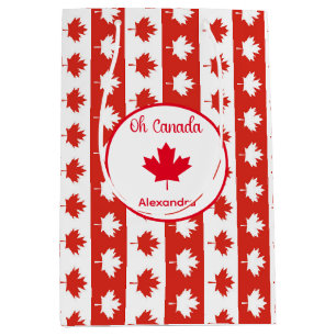 Oh Canada Elegant Red Maple Leaf Medium Gift Bag