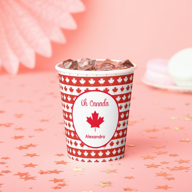 Oh Canada | Elegant Red Maple Leaf Paper Cups (Insitu)